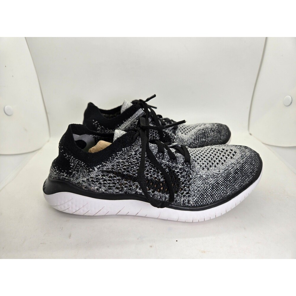Nike Free RN Flyknit 2018 Oreo Shoes Women's 6.5 Black Running Athletic Sneakers